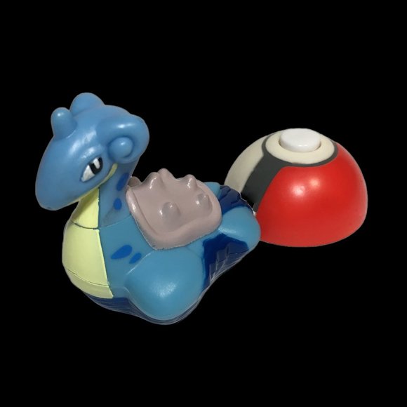 1999 Pokemon Blue Lapras Burger King Toy w/ Poke’ Launcher Nintendo Poke Ball - Picture 2 of 10